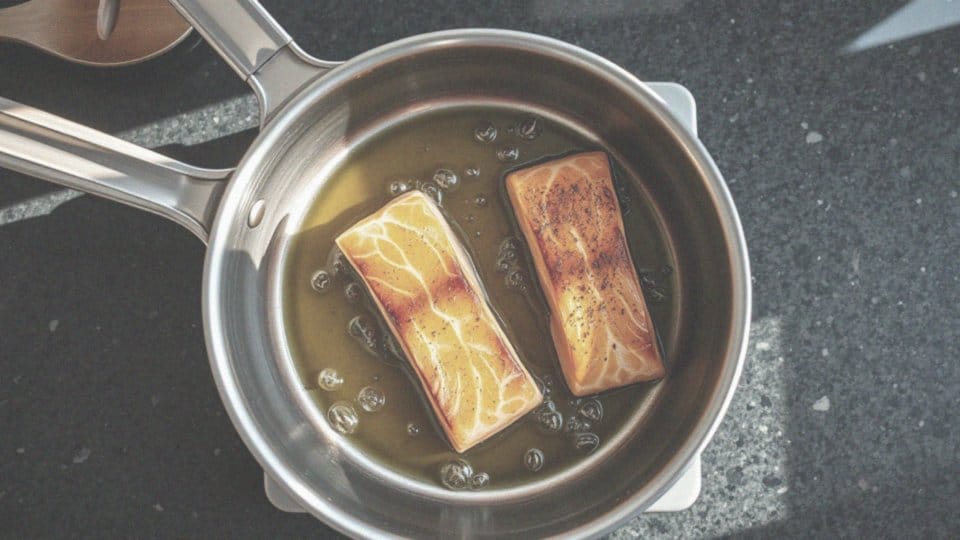 Jak układać łososia na patelni podczas smażenia?